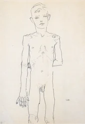 Desnudo de un niño de pie